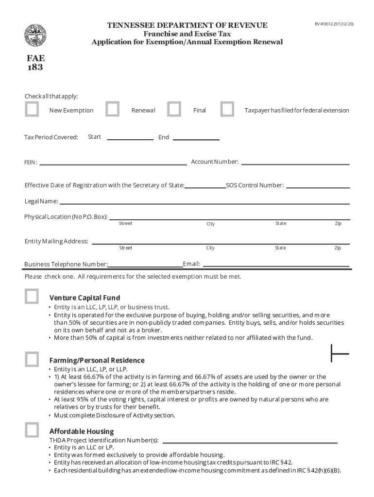  FAE183 F&E Application for ExeptionAnnual Exemption Renewal FAE183 F&E Application for ExeptionAnnual Exemption  2020