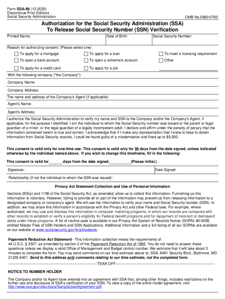 Ssa 89 Form Fill Out and Sign Printable PDF Template