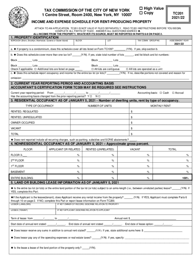  FORM TC201 INSTRUCTIONS for 22 2021-2024