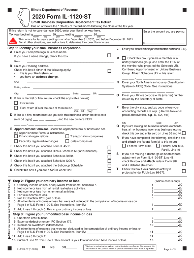  Form IL 1120 ST 2020