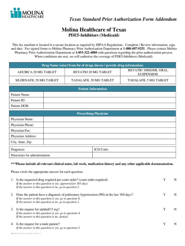  Molina Healthcare of Texas PDE5 Inhibitors Medicaid Molina Healthcare of Texas PDE5 Inhibitors Medicaid 2020-2024