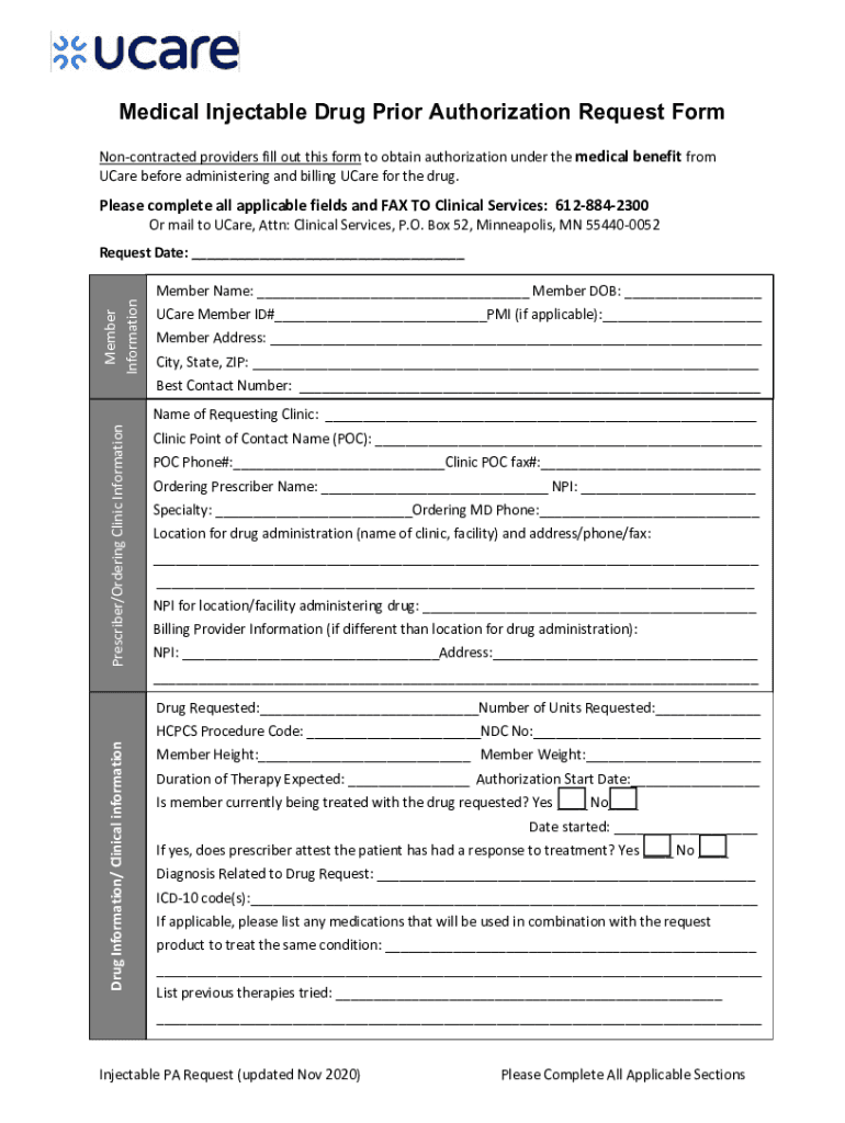  Prior Authorization Medical Injectable for Non Par DOCX 2020-2024