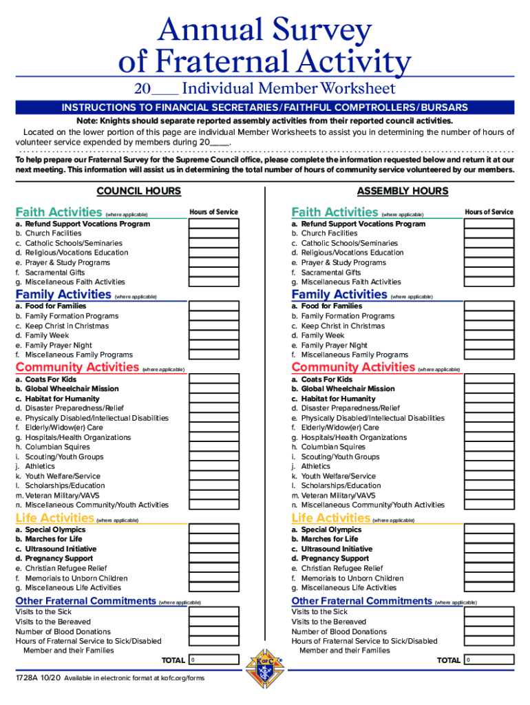  20 Individual Member Worksheet 2020-2024