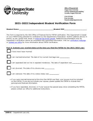 Independent Student Verification Form 2021-2023
