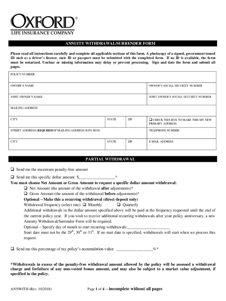  Incomplete Without All Pages Life Insurance Annuity 2018-2024