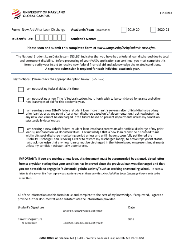  New Aid After Loan Discharge New Aid After Loan Discharge 2020-2024