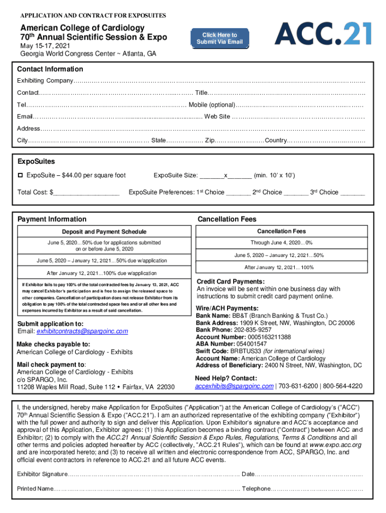  APPLICATION and CONTRACT for EXPOSUITES 2021