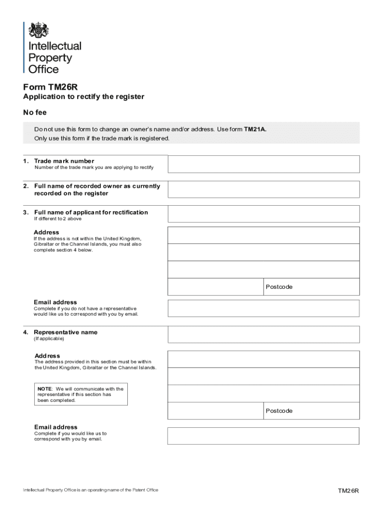  Application to Rectify the Register Application to Rectify the Register 2020