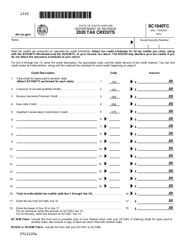  SC SC1040TC Worksheet Instructions 2020