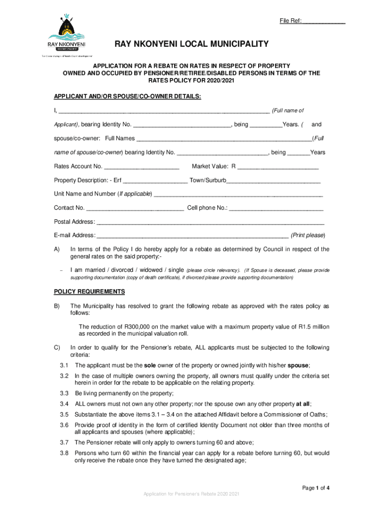 Ray Nkonyeni Municipality Application Form