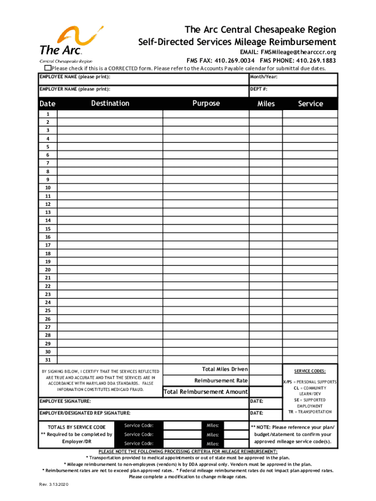 The Arc CCR Mileage Reimbursement Form 2 26 Xlsx