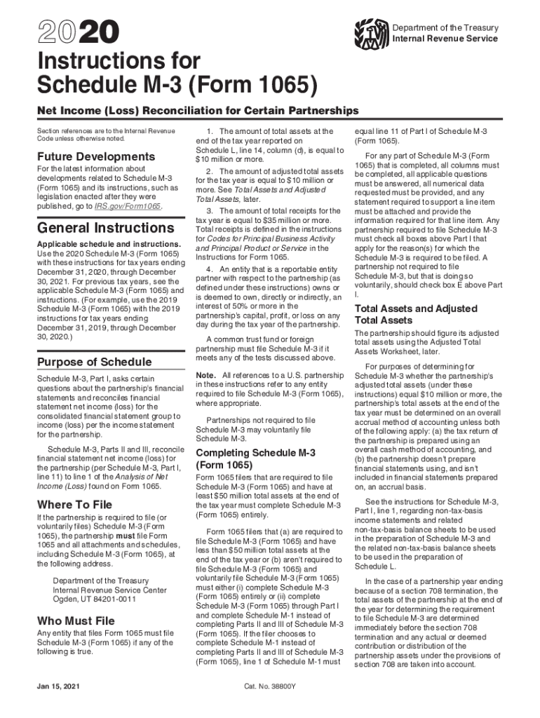  Instructions for IRS Form 1065 Schedule M 3 'Net Income 2020