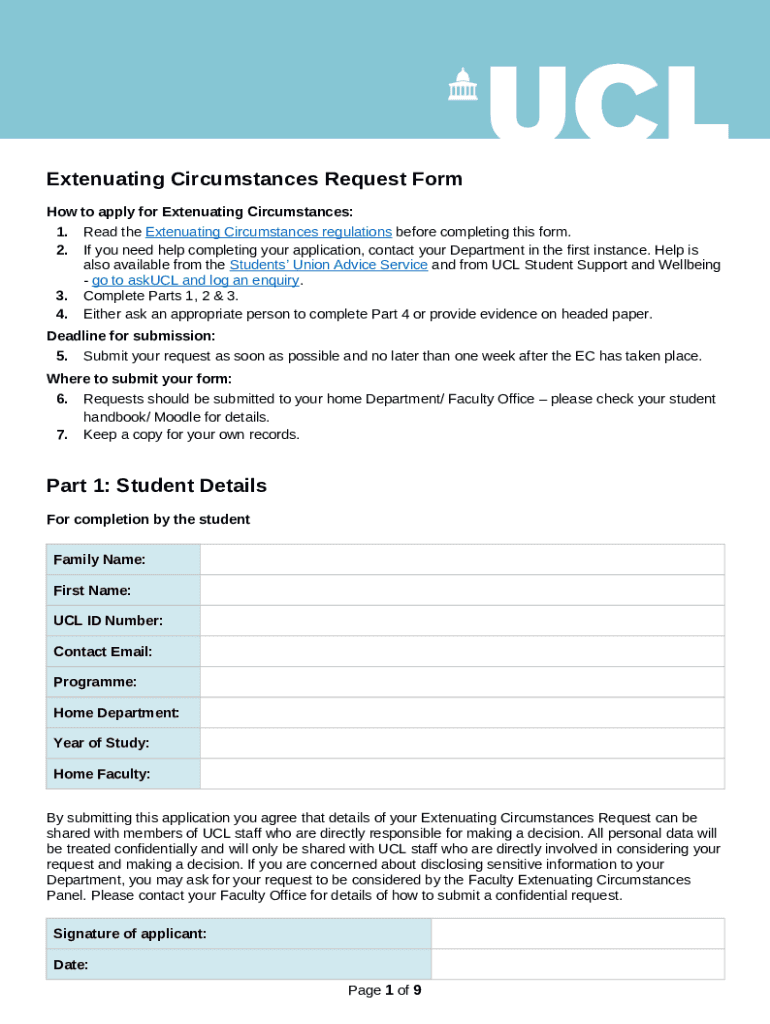 Ucl Extenuating Circumstances Form