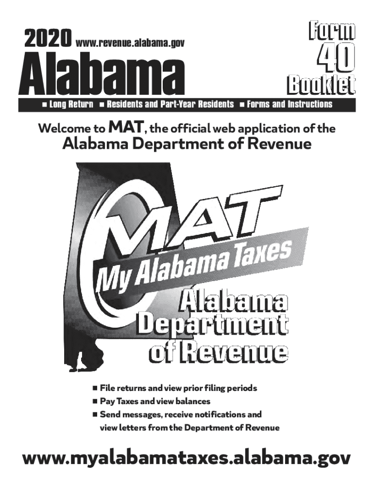 Alabama Form 40 Booklet Fill Out and Sign Printable PDF Template