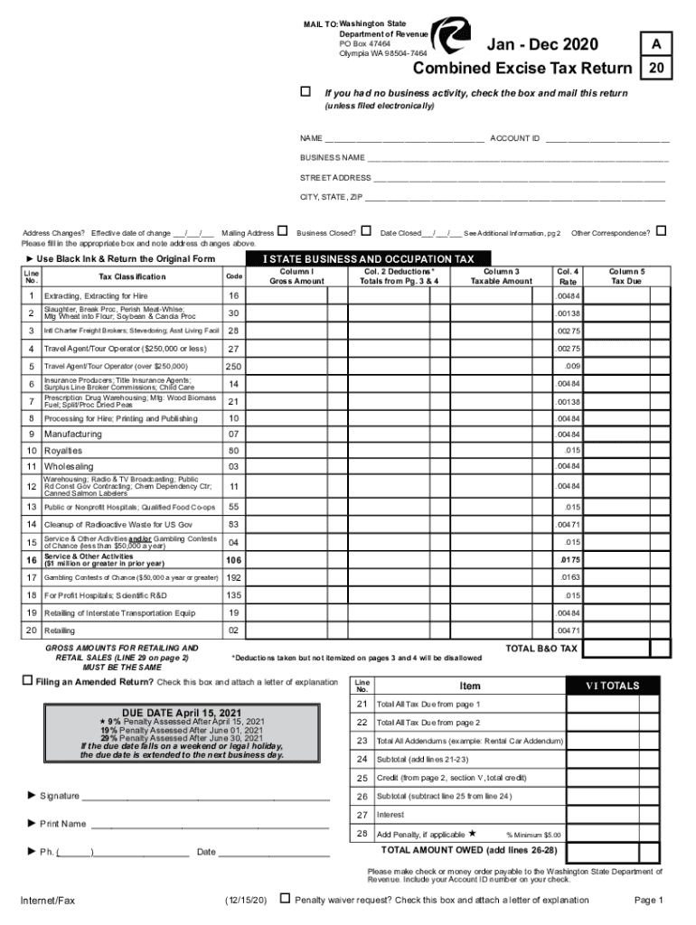  Washington State Department of Revenue Real Estate Excise 2020