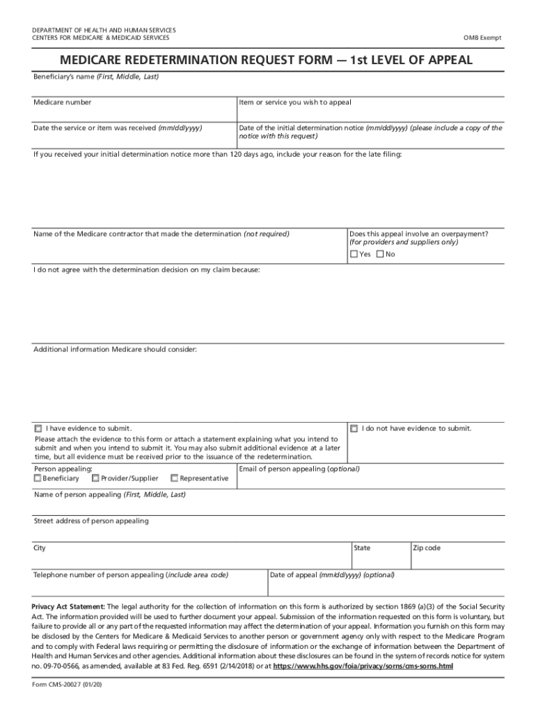 CMS Form 20027