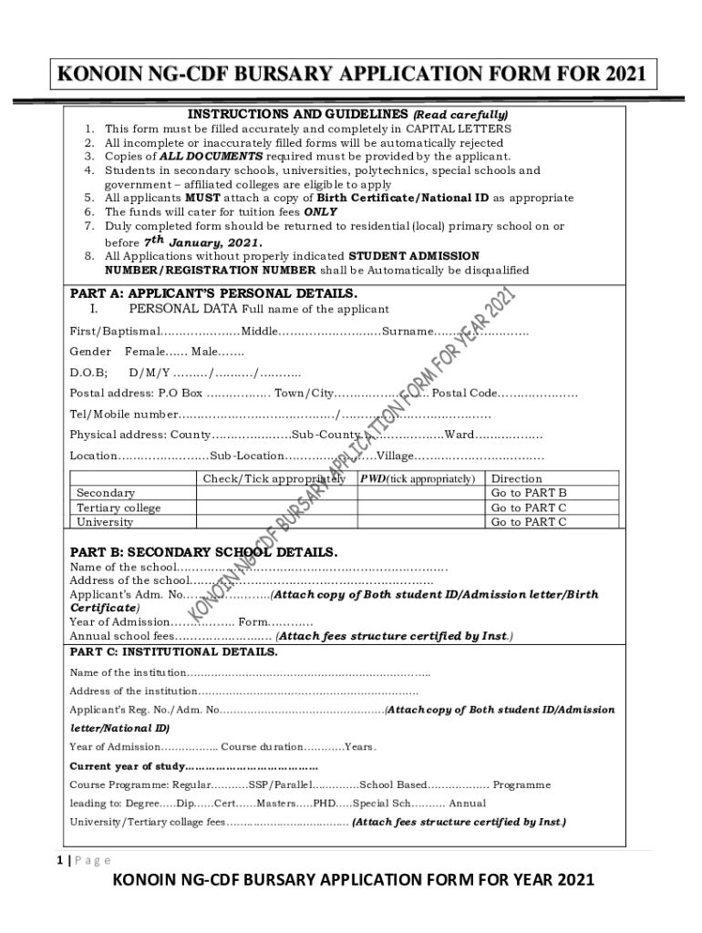 Kitui County Bursary Application  Form