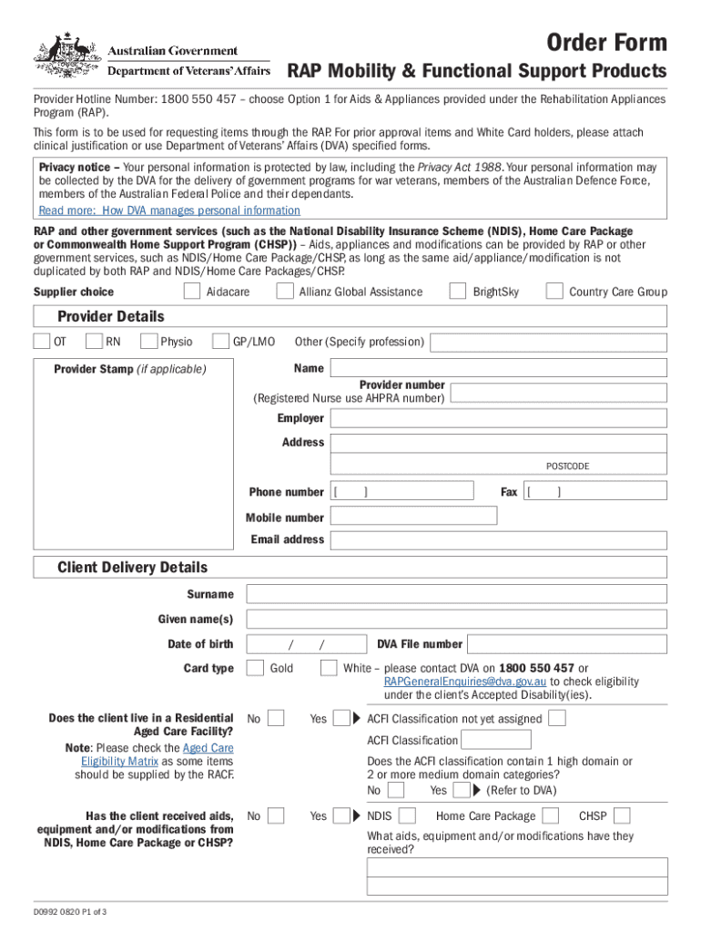  PDF D0992 Order Form RAP Mobility & Functional Support Products 2020-2024