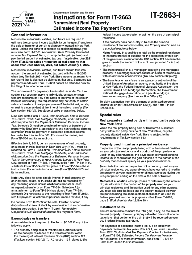  Instructions for Form it 2663Nonresident Real Property Estimated 2021