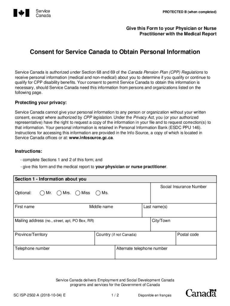  Terminal Illness Medical Service Canada Forms 2018-2024