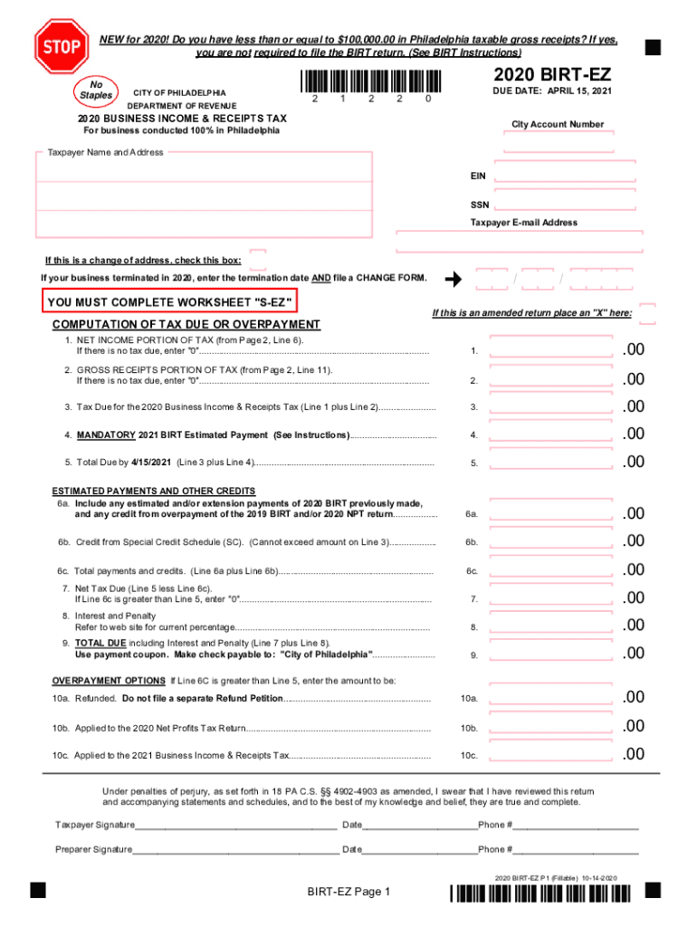 Business Income &amp;amp;amp; Receipts and Net Profits Taxes General  Form