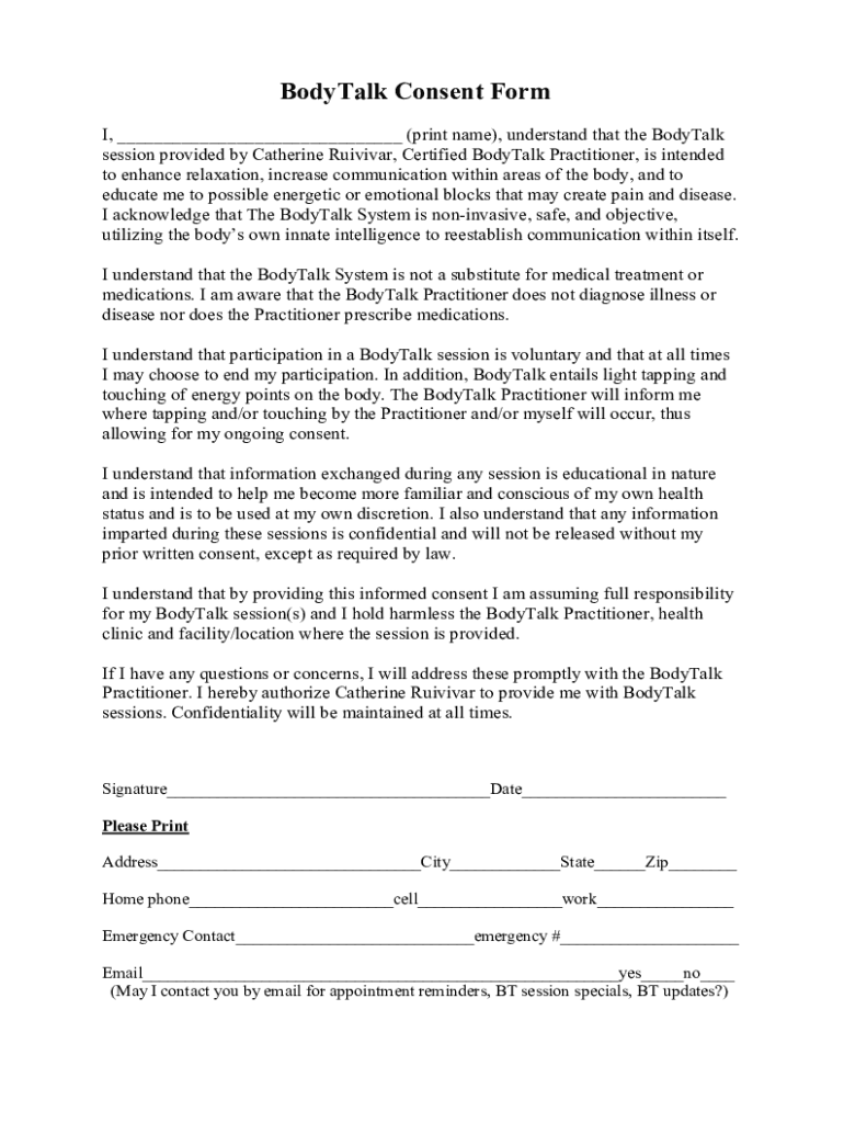 BodyTalk Consent Form