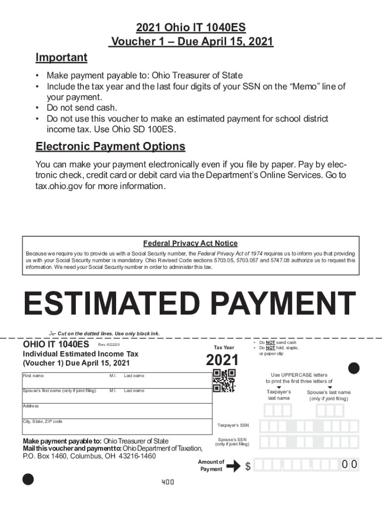  Estimated Payments Ohio Department of Taxation 2021