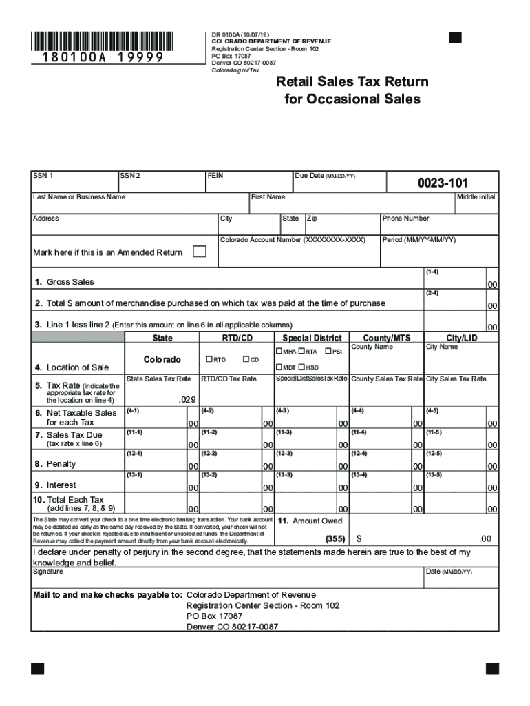 Co Sales Tax Return 20192024 Form Fill Out and Sign Printable PDF