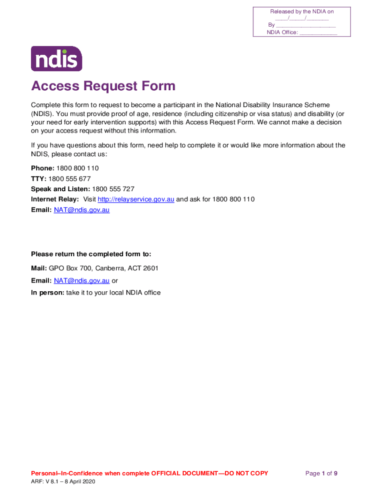 National Disability Insurance Scheme Access Request Form