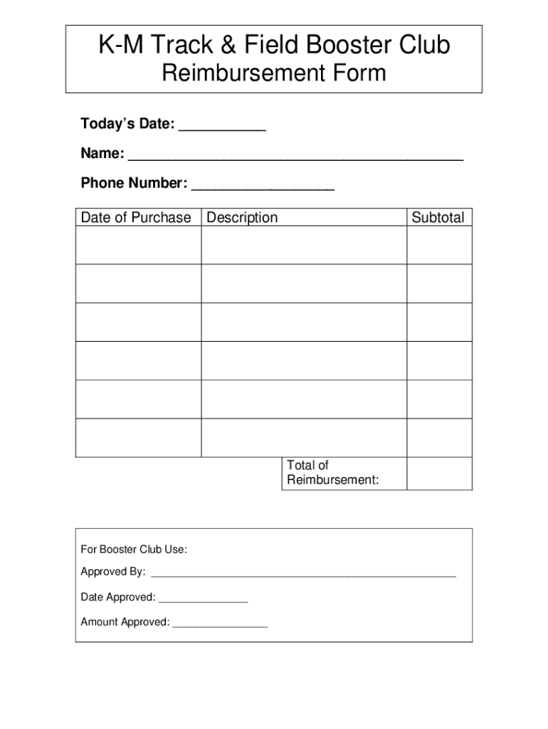 Booster Club Reimbursement Form DOC