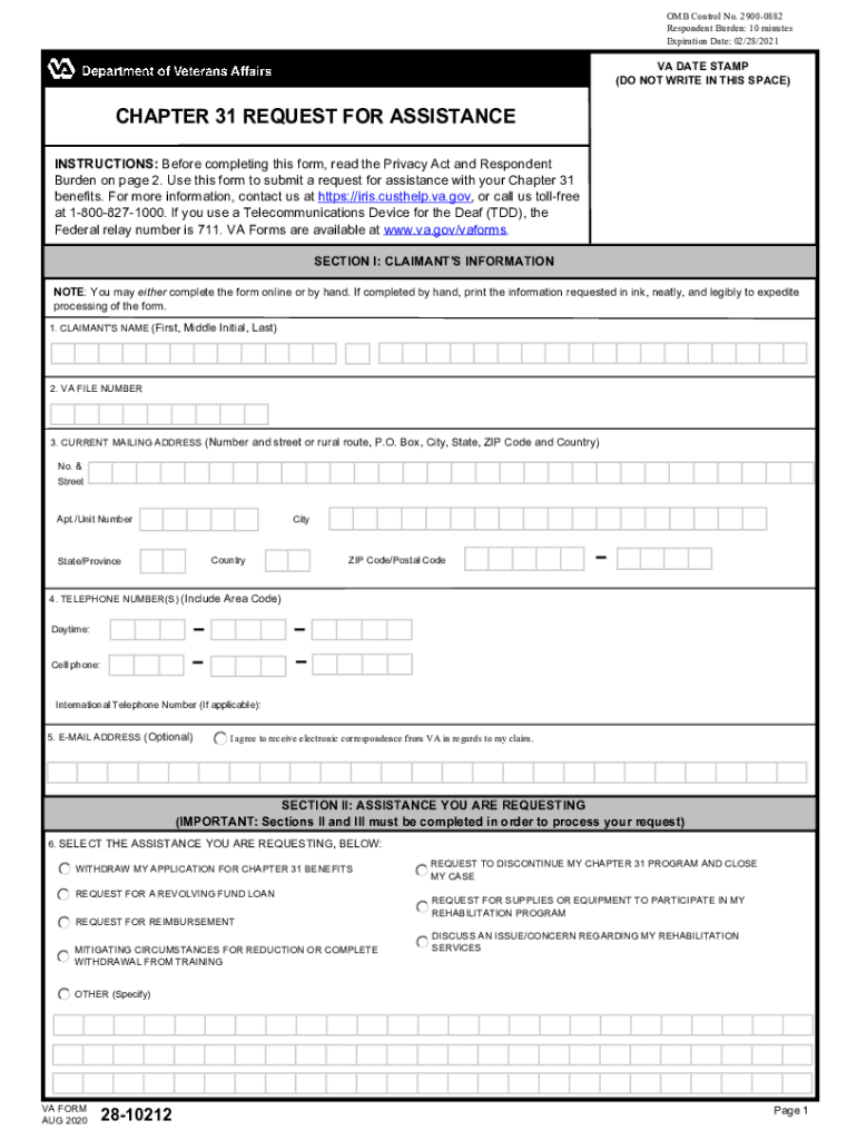 Va Form 28 10212