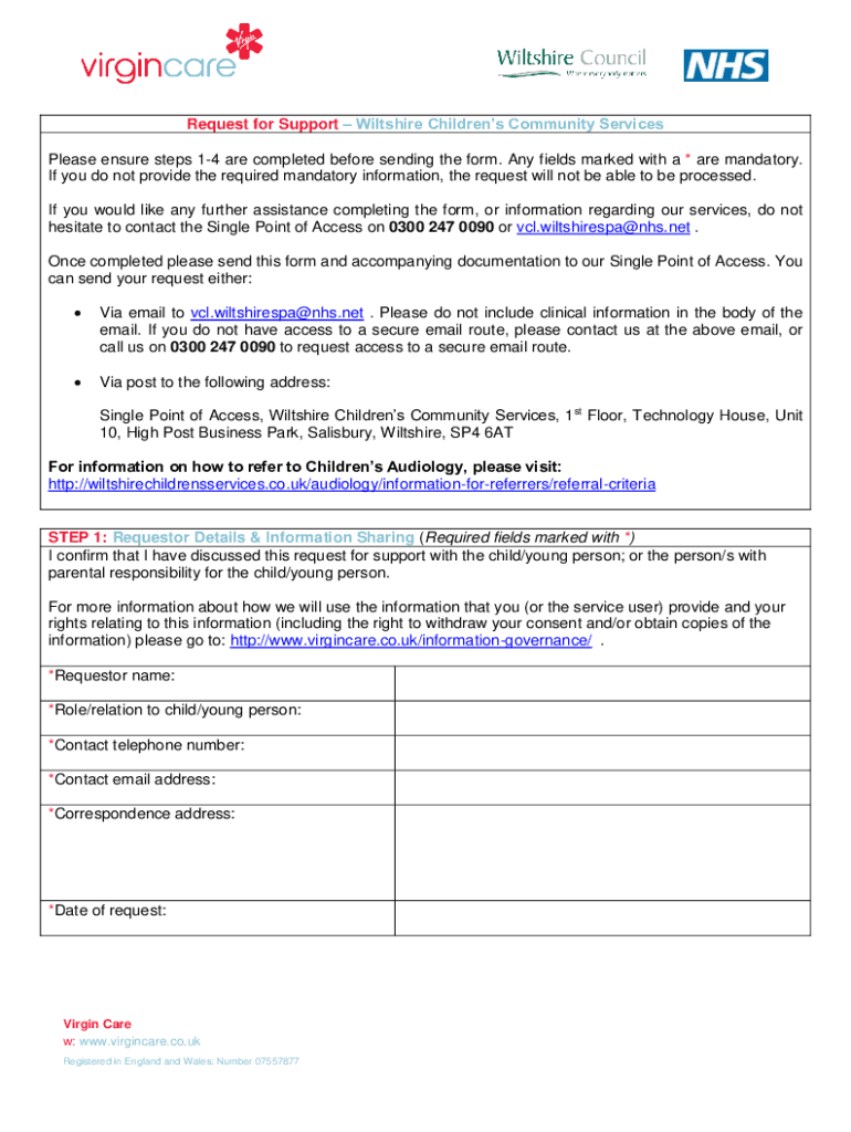  Request Criteria Wiltshire Children's Community Services 2019-2024