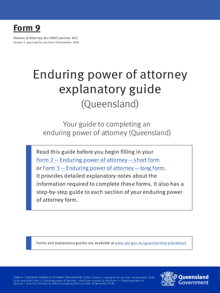 Enduring Power of Attorney Qld Form 9