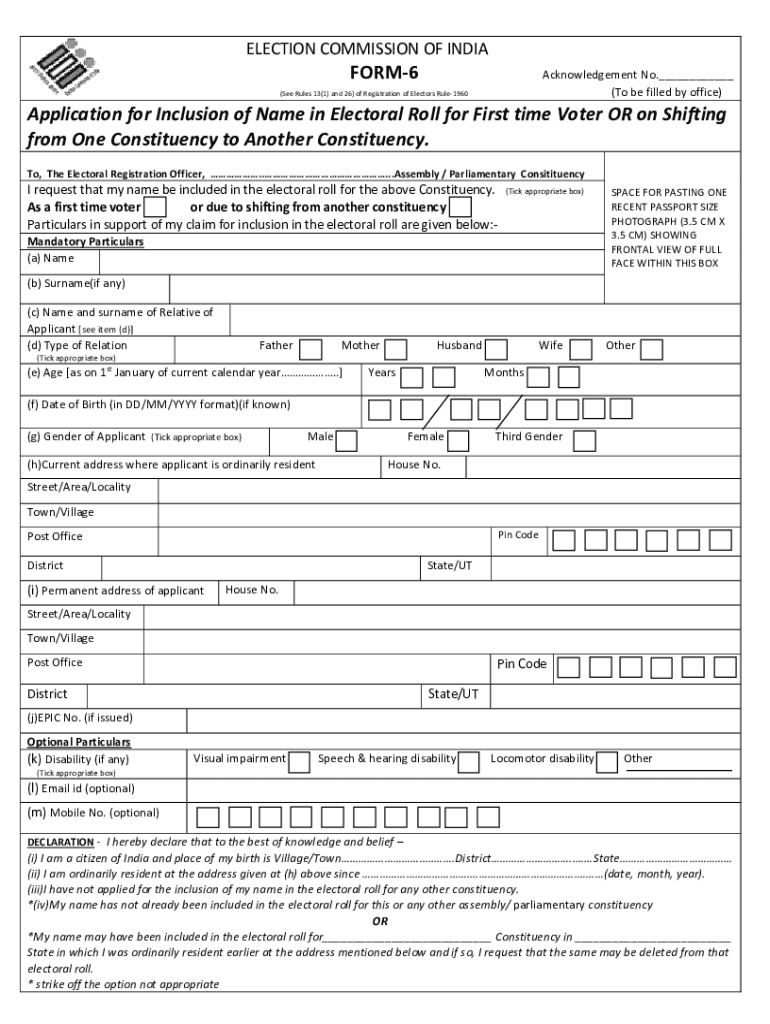 ELECTION COMMISSION of INDIA FORM 6