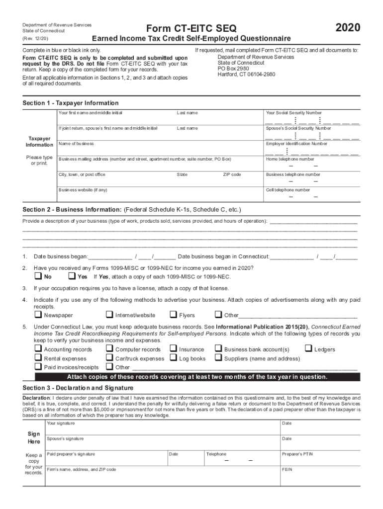 2021 Connecticut Form CT-EITC SEQ