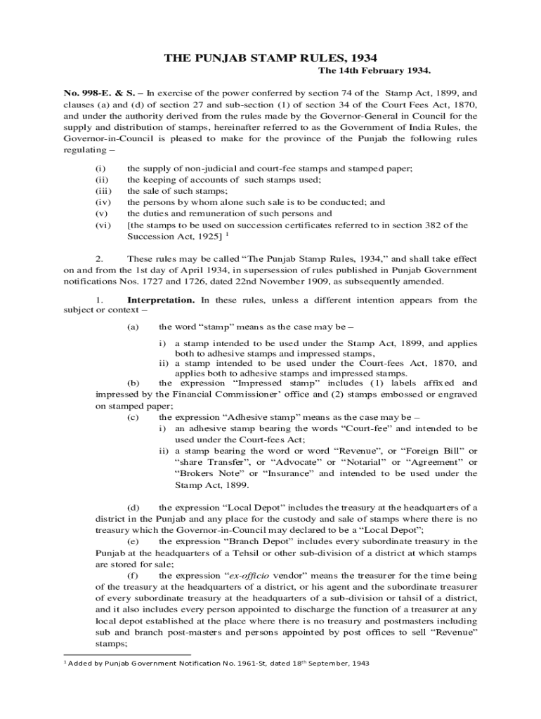 Stamp Rules 1934  Form