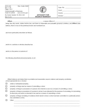 Get and Sign Kentucky Search Warrant 2019-2022 Form