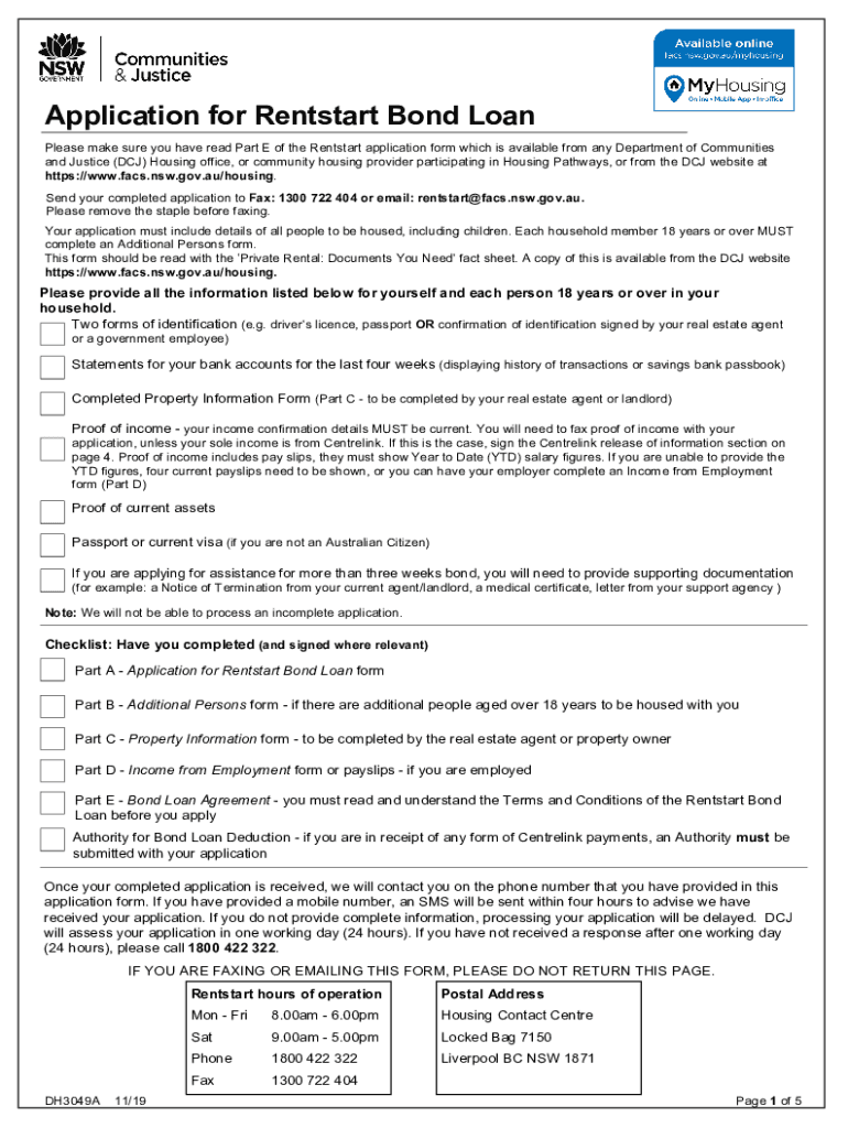  Get the DH3049A Application for Rentstart Bond Loan 2019-2024