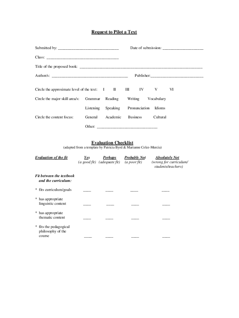 Textbook Review Form