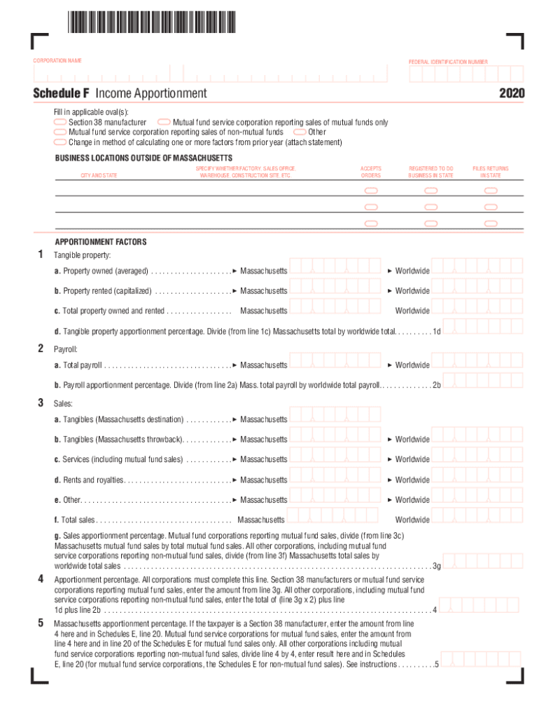 Schedule F Income Apportionment  Form