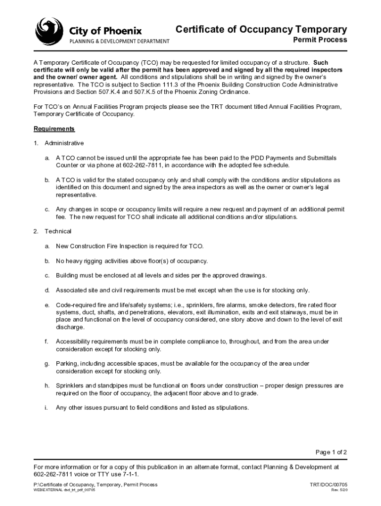  Certificate of Occupancy Temporary 2020-2024