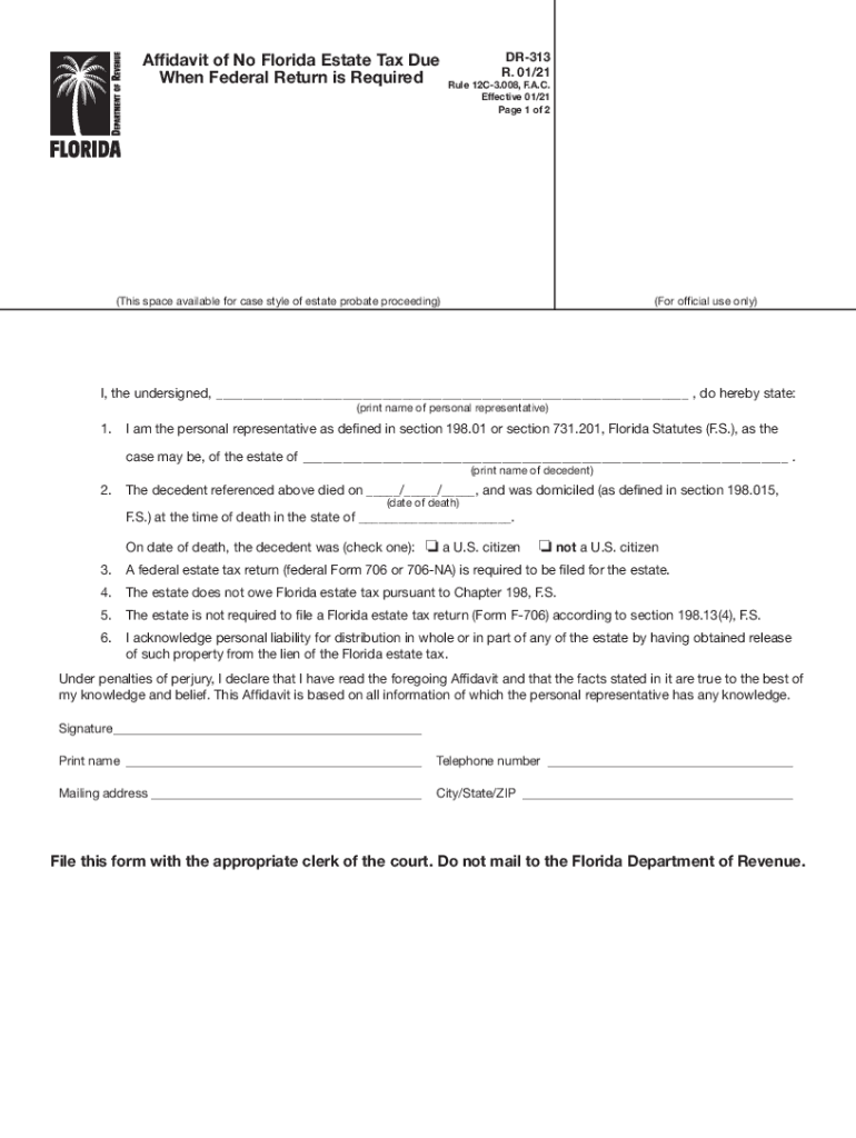  Florida Form DR 313 Florida Department of Revenue 2021