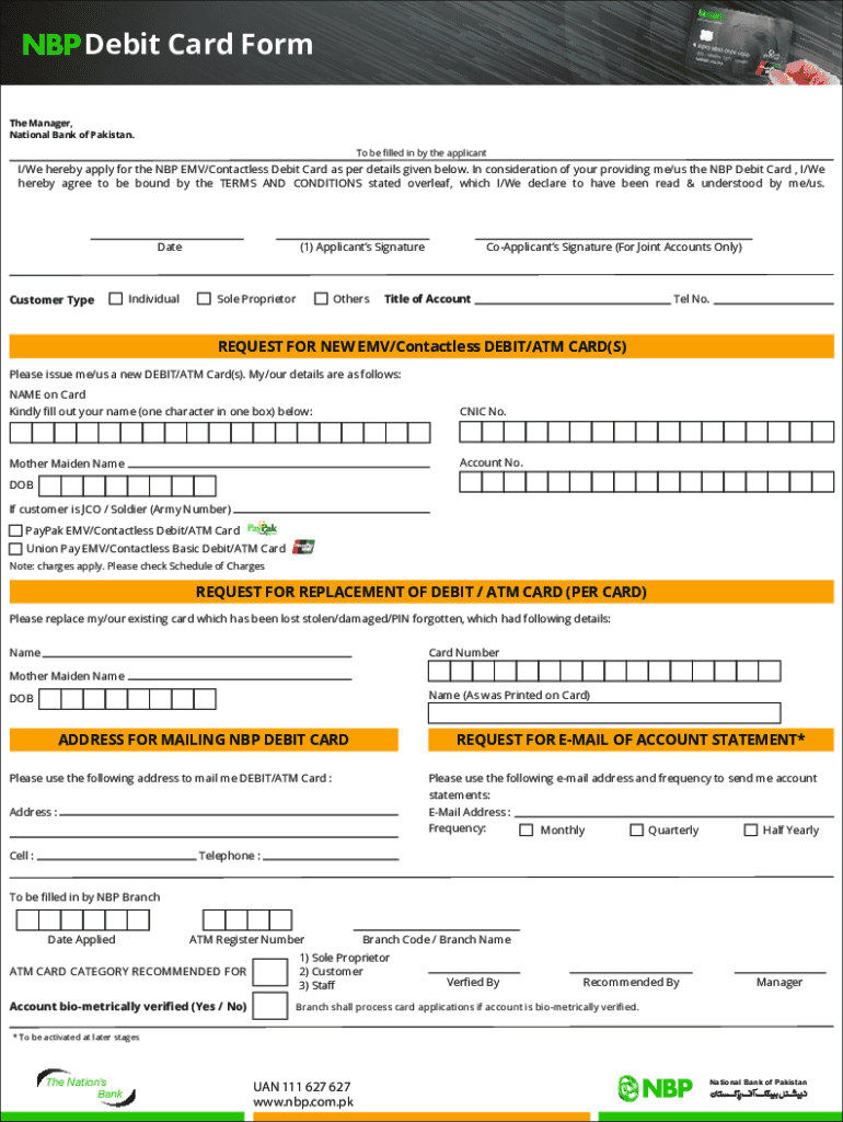 National Bank Card Form Fill