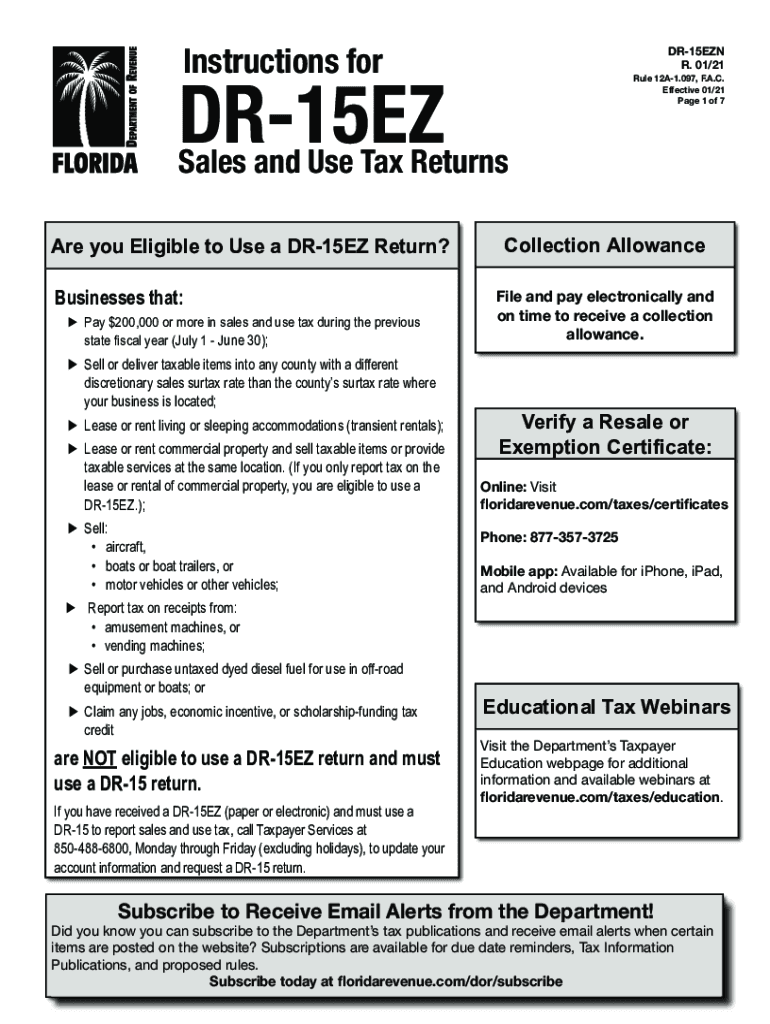  DR 15EZ Florida Department of Revenue 2021