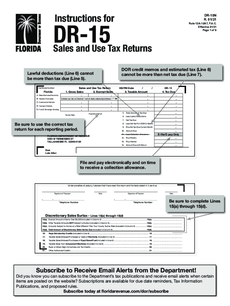  Form DR 15N Florida Department of Revenue 2021