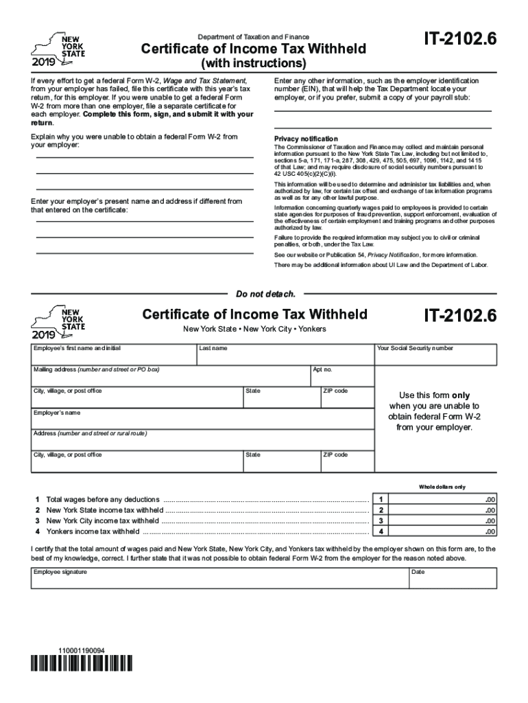  Form it 2102 6Certificate of Income Tax Withheldit21026 2019