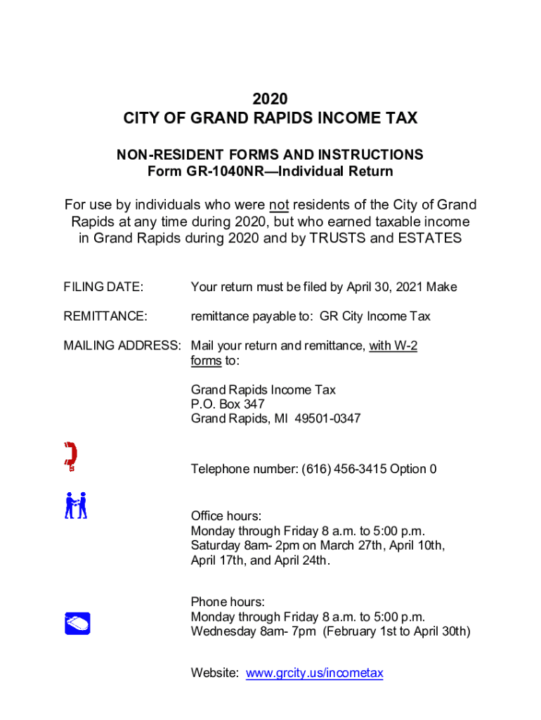  Non Resident Tax Return City of Grand Rapids 2020