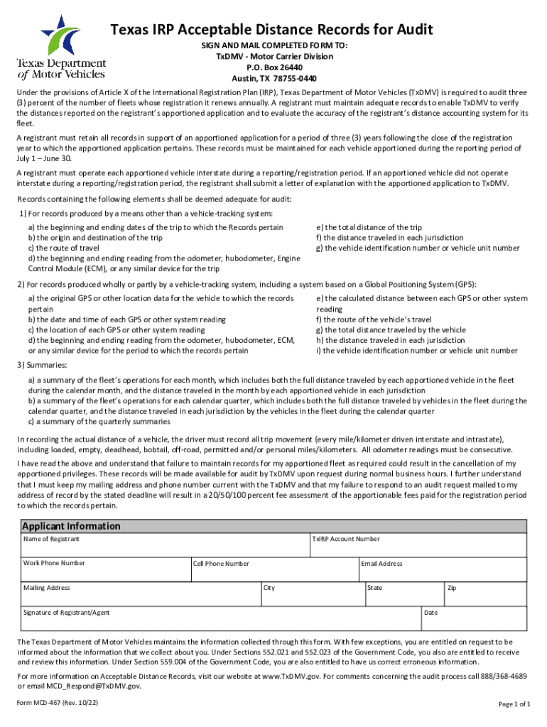 Mcd 467  Form