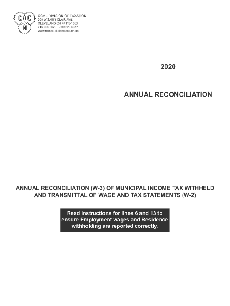  CCA DIVISION of TAXATION 205 W SAINT CLAIR AVE CLE 2020