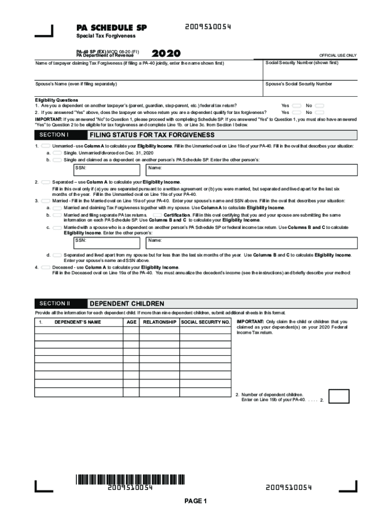 Get and Sign Tax Forgiveness PA Department of Revenue Homepage  Form